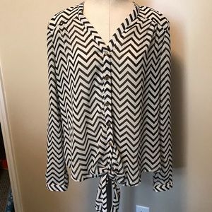 Button down Black sheer blouse